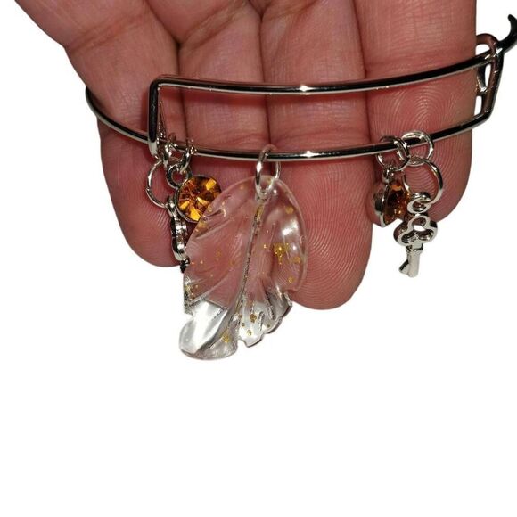 Silver Leaf Adjustable Charm Bracelet - Picture 2 of 3